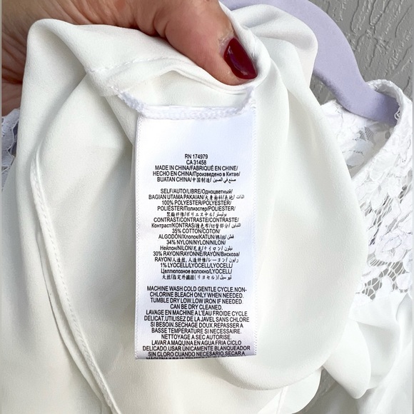 BCBG max azria lace details Khali blouse white XXS / small - Picture 8 of 8